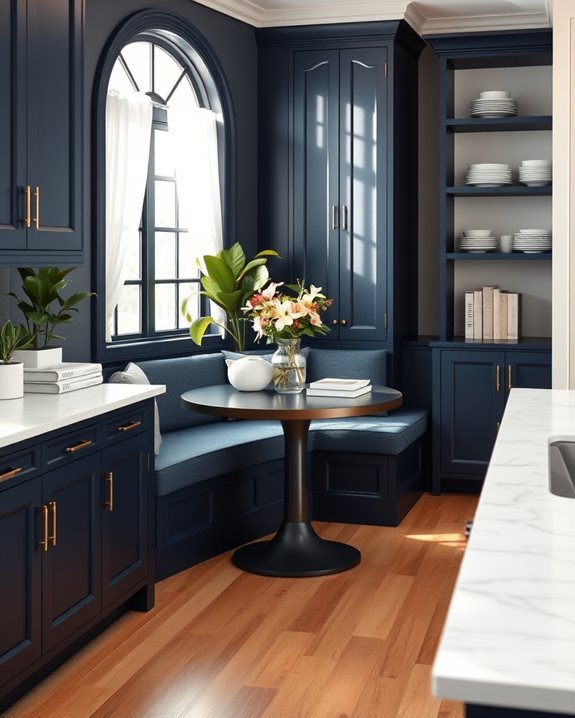 inviting dark blue nook