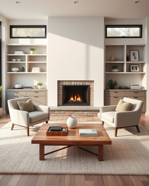 inviting fireplace focal point