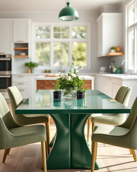 inviting green dining aesthetic