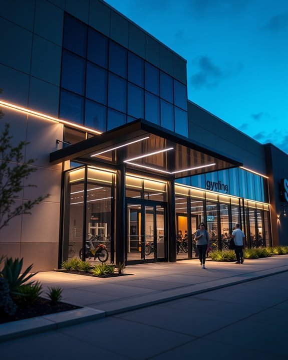 inviting gym exterior lighting