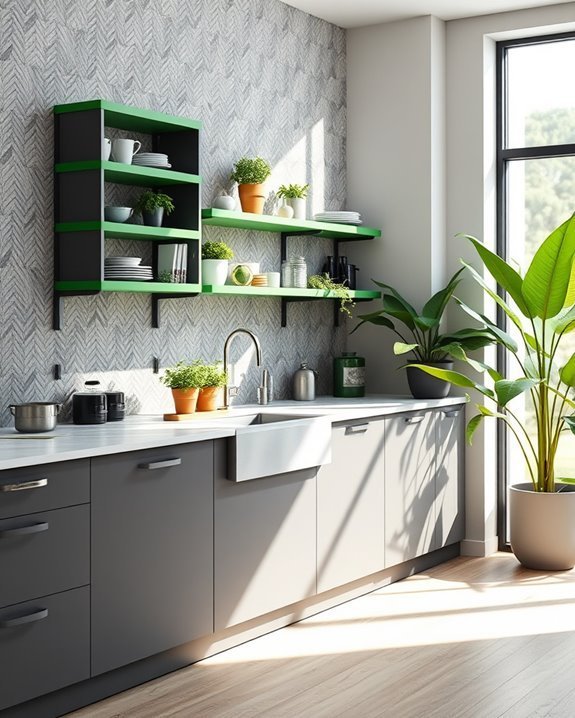 inviting modern kitchen shelving