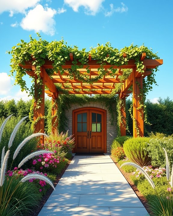 inviting pergola with curtains