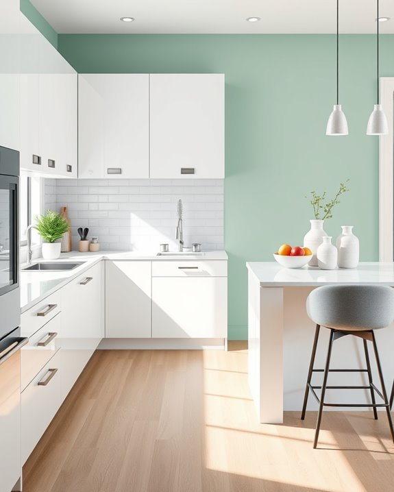 inviting seafoam green kitchen