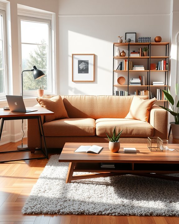 inviting workspace with sofa