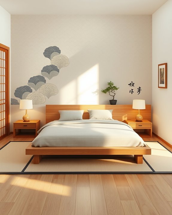 japanese geometric accent wall