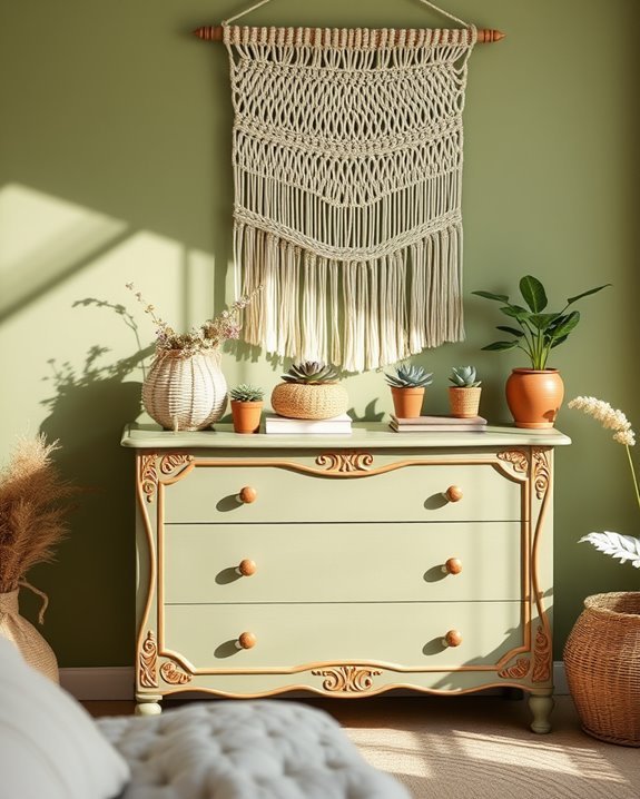 khaki green boho decor