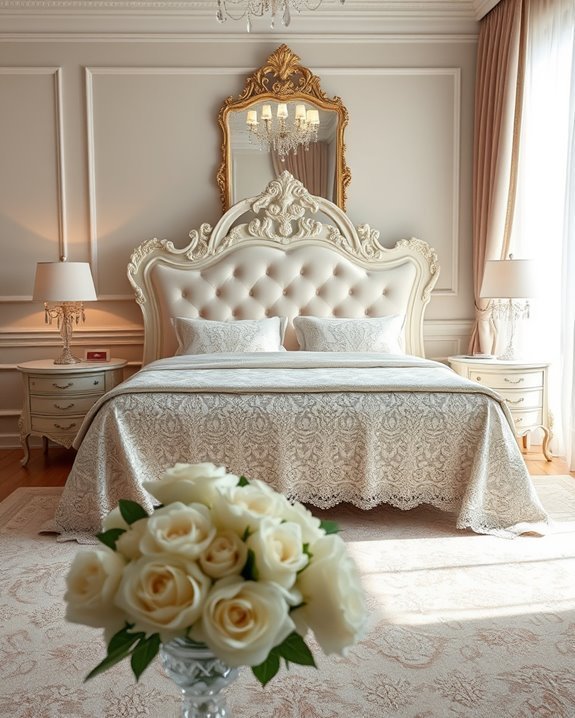 lace embroidered elegant bedspread