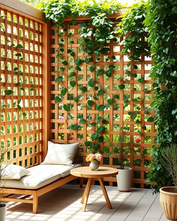 lattice fencing with vines