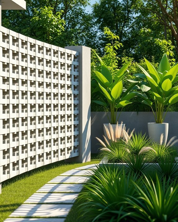 lattice patterned concrete fences