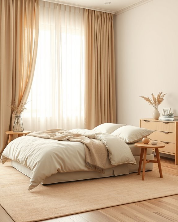 layered beige curtains privacy