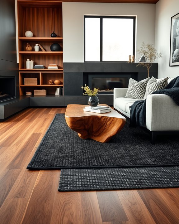 layered black and wood