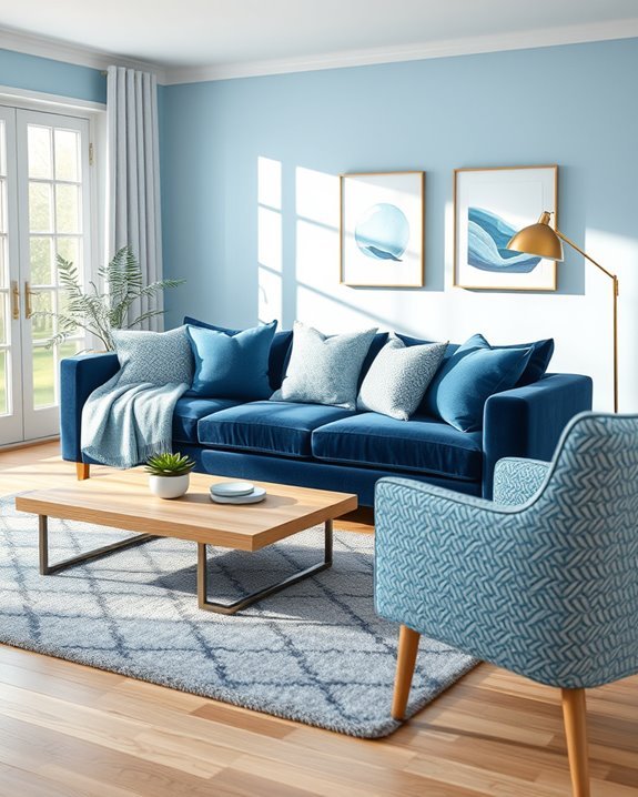 layered blue textile comfort