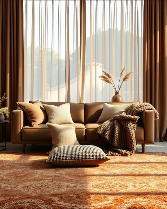 layered brown textile decor