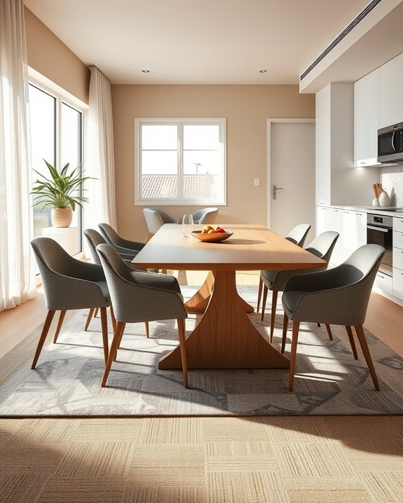 layered carpets for dining