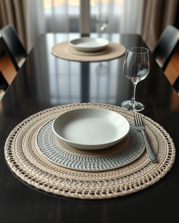 layered dining table mats