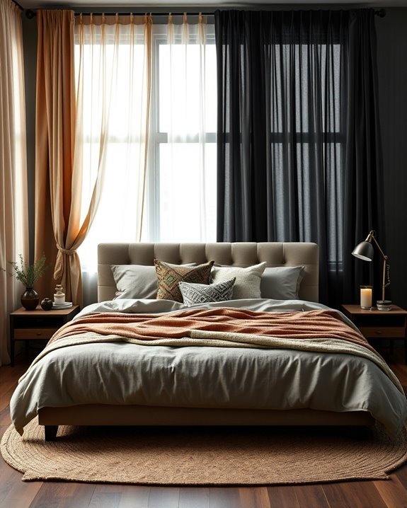 layered earthy window treatments