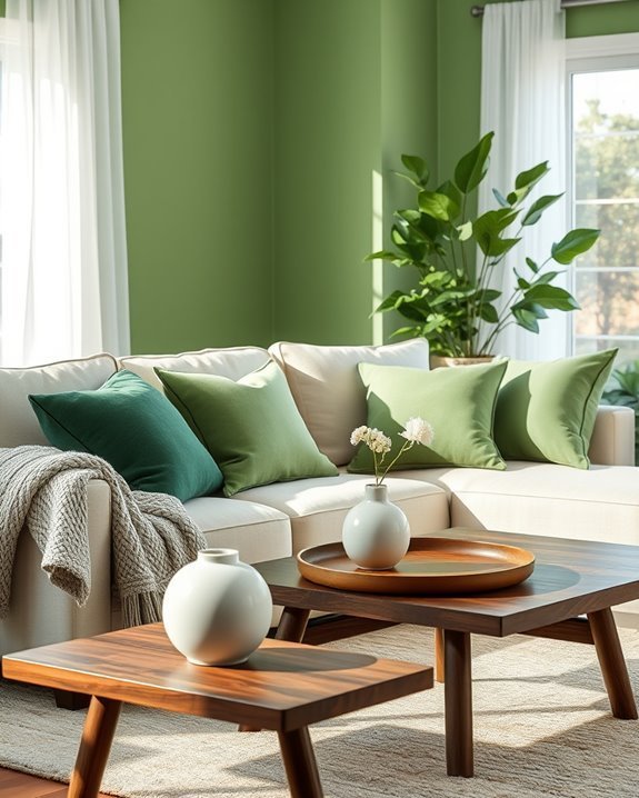 layered green pillow comfort