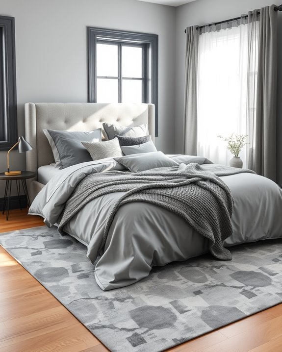 layered grey bedroom design