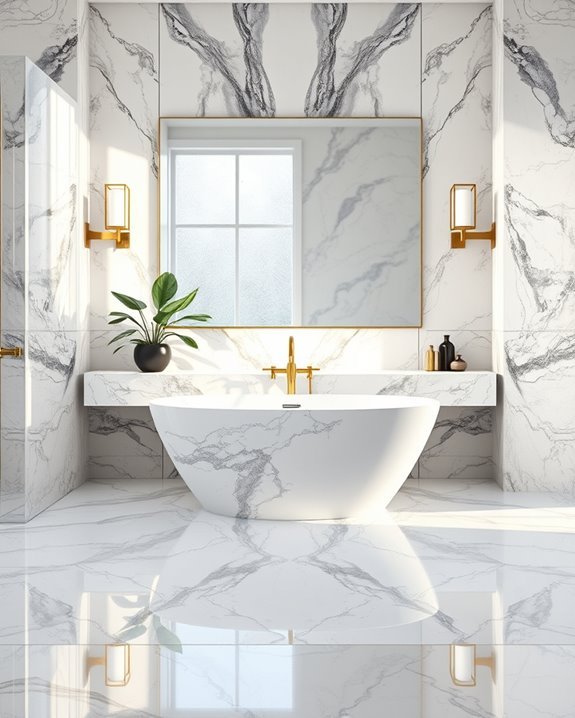layered marble bathroom design