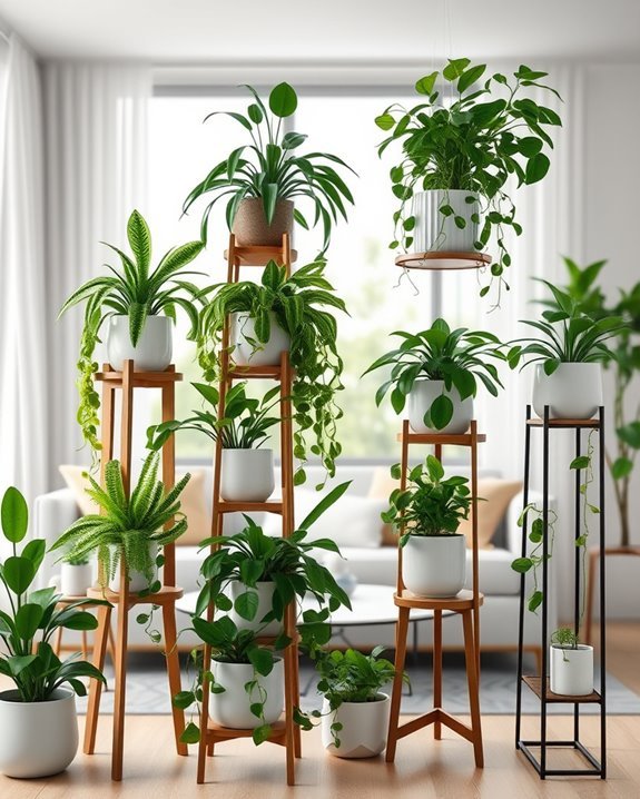 layered plant stands enhance aesthetics
