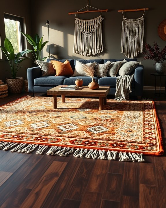 layered rugs for coziness