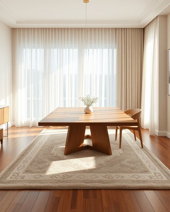 layered rugs for dining
