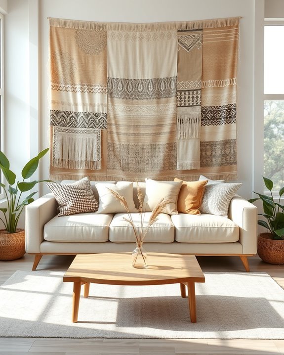 layered textile wall decor