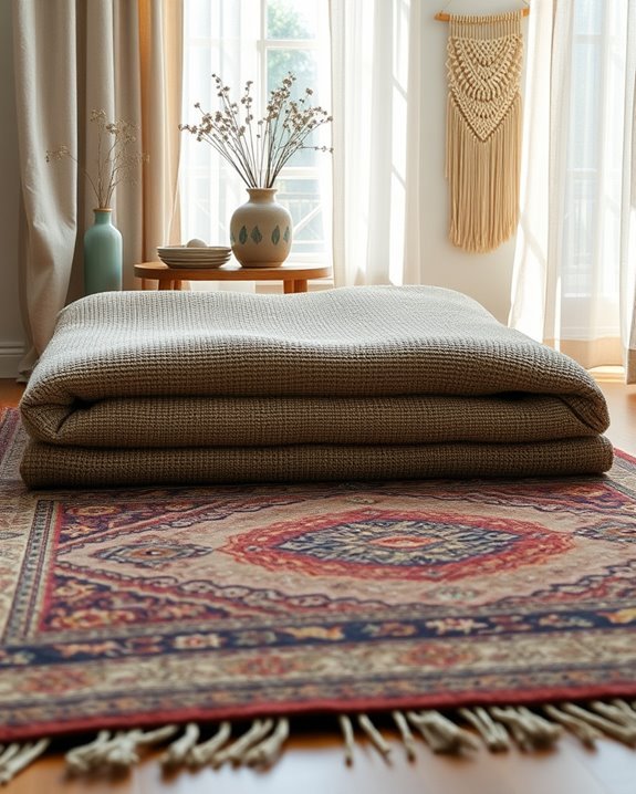 layering rugs for coziness