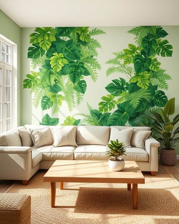 leafy mural for tranquility