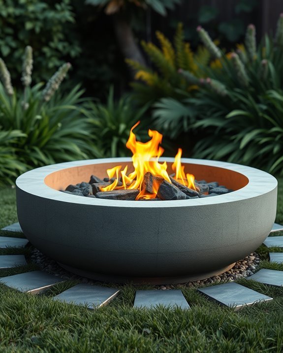 led illuminated concrete fire pit