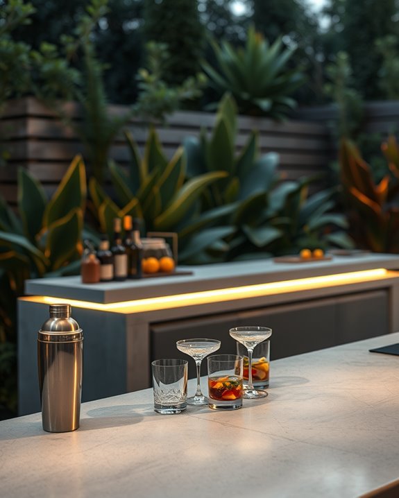 led lit concrete bar ambiance