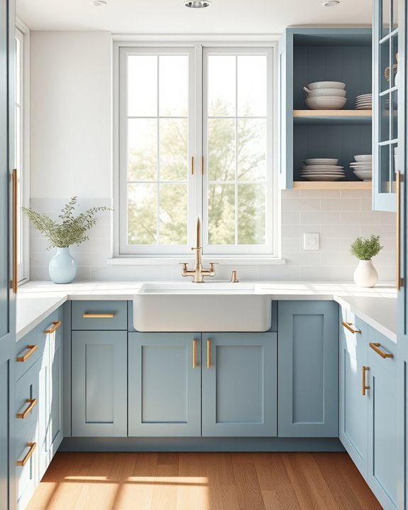 light blue minimalist kitchen