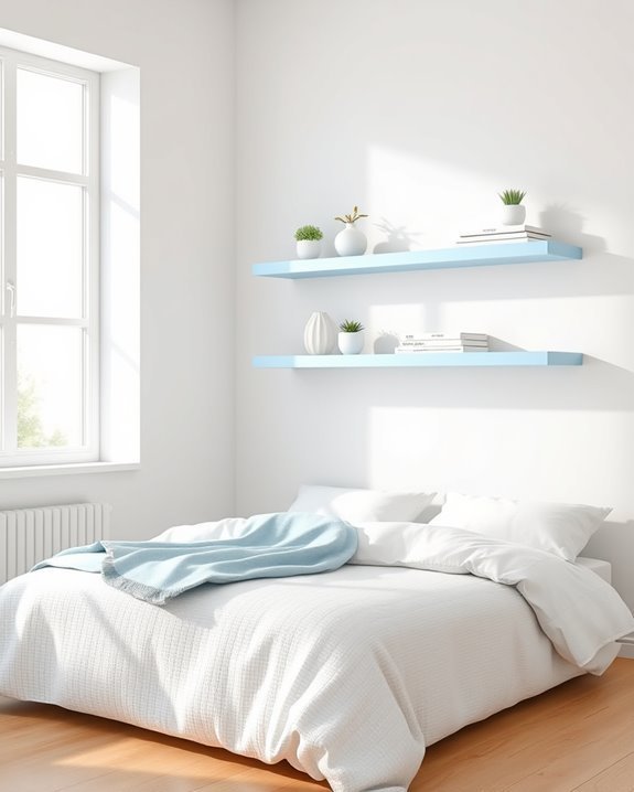 light blue shelf decor