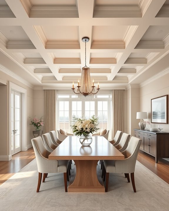 light gray coffered ceiling