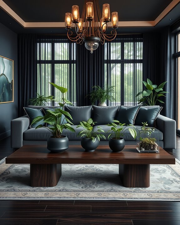 lush greenery enhances dark spaces