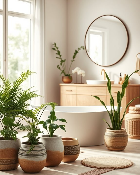 lush low maintenance bathroom greenery