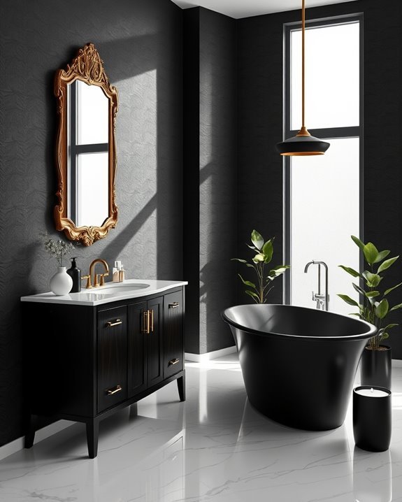 luxurious black bathroom wallpaper