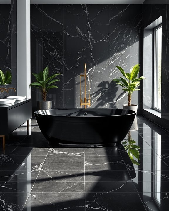 luxurious black bathtub surrounds