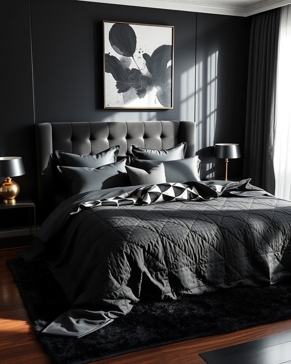 luxurious black bedding textures