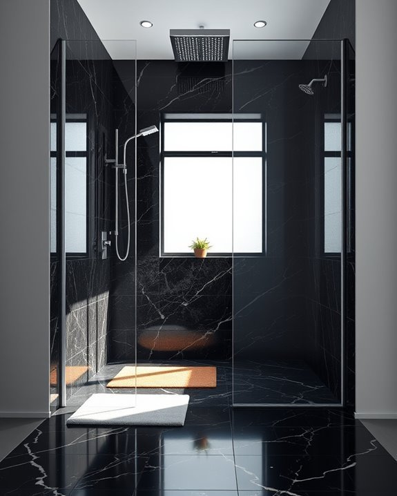 luxurious black granite enclosures