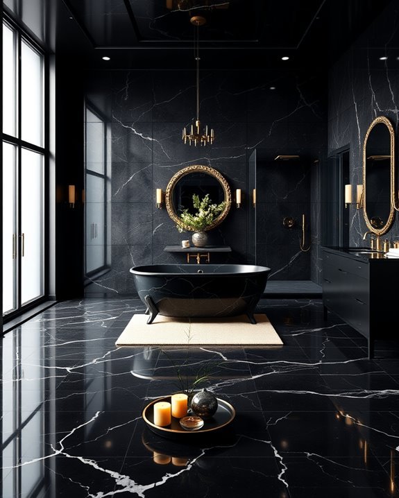 luxurious black marble accents