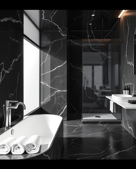 luxurious black marble cladding