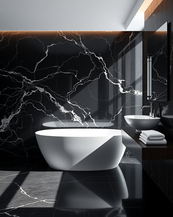 luxurious black marble panels