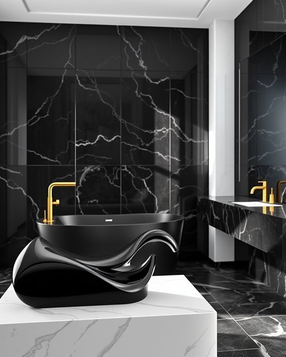 luxurious black marble sculptures