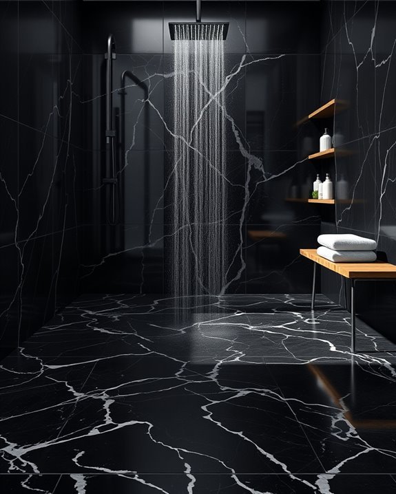 luxurious black marble showers