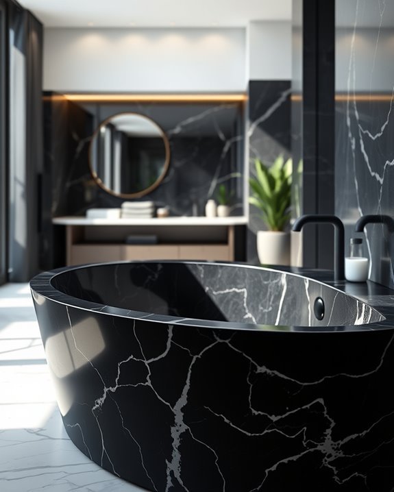 luxurious black marble tub