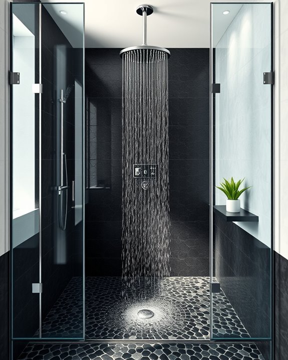 luxurious black pebble showers