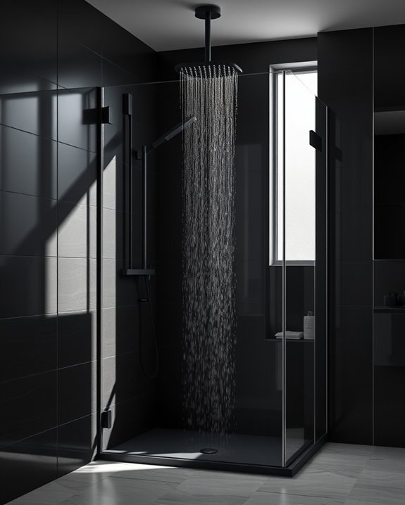 luxurious black rainfall shower