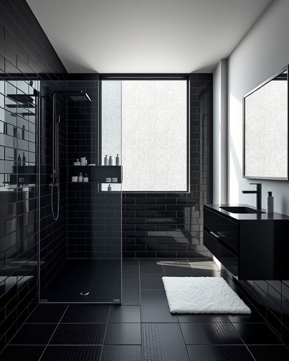 luxurious black shower tiles