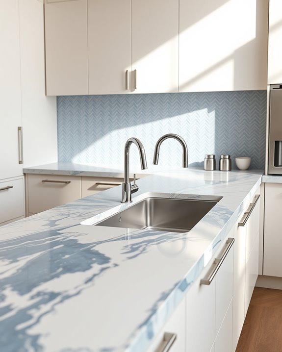 luxurious blue cream countertops